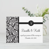 Monogramme de faire-part de mariage noir blanc (Debout devant)