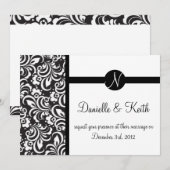 Monogramme de faire-part de mariage noir blanc (Devant / Derrière)