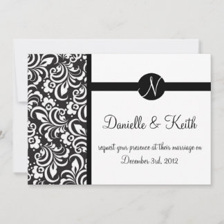 Monogramme de faire-part de mariage noir blanc