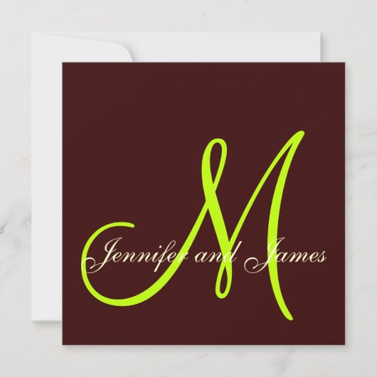 Monogramme de Faire-part de mariage vert crème Bro (Devant)