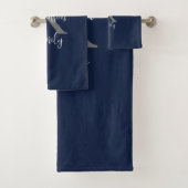 Monogramme de famille bleu marine blanc gris (En situation)