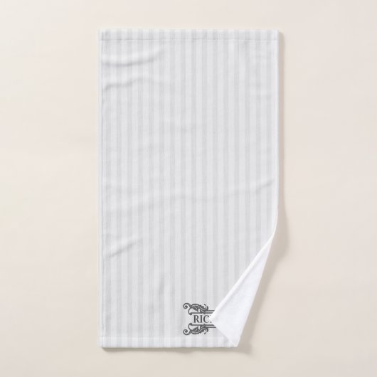 Monogramme de feuille Acanthus gris classique Élég (Serviette à main)