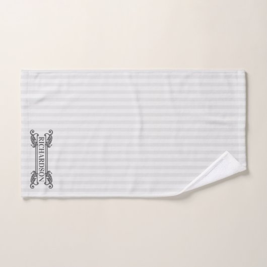 Monogramme de feuille Acanthus gris classique Élég (Serviette à main)
