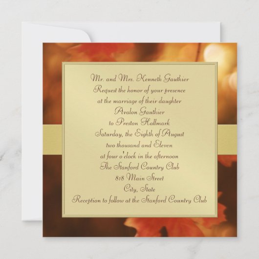 Monogramme de feuilles d'automne Invitation au rub (Dos)