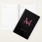 Monogramme de fille rose magenta noire Nom du scri (Devant avec enveloppe)