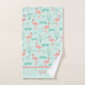 Monogramme de flamant rose tropical vert (Serviette à main)