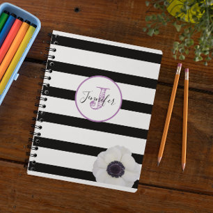 Monogramme de fleur noire et de fleur de vent pers