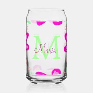 monogramme de fleur rose ajouter nom lettre feuill