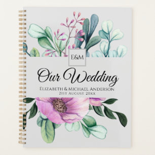 Monogramme de fleurs violettes WEDDING PLANNER Nou