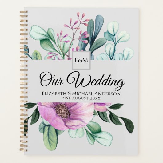 Monogramme de fleurs violettes WEDDING PLANNER Nou (Devant)