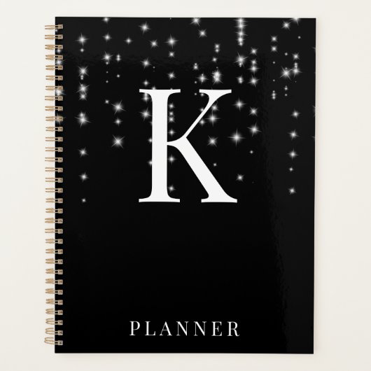 Monogramme de glam moderne Black Sparkhe (Devant)