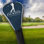 Monogramme de golf Personnalisé bleu marine<br><div class="desc">Ce design est composé d'un golfeur qui balance un club et de deux champs de texte que vous pouvez utiliser pour le personnaliser - peut-être avec un nom et un club de golf.</div>