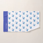 Monogramme de grenouille d'arbre bleu moderne Nom  (Serviette à main)