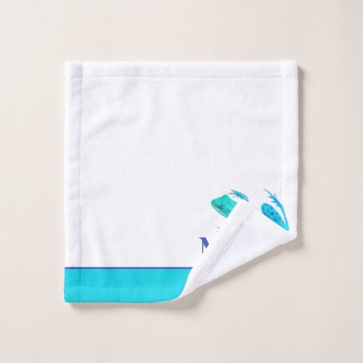 Monogramme de grenouille Turquoise moderne Nom ini (Gant de toilette)