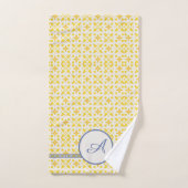 Monogramme de grunge | Elégant Motif jaune et bleu (Serviette à main)
