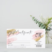 monogramme de la carte cadeau rose et or (Debout devant)