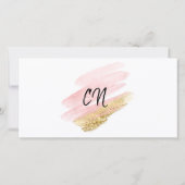 monogramme de la carte cadeau rose et or (Dos)