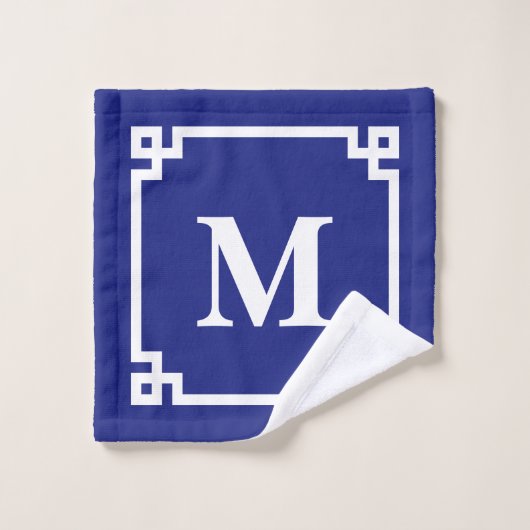 Monogramme de la frontière de la marine classique  (Gant de toilette)