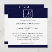 Monogramme de la marine de luxe Faire-part de mari (Devant / Derrière)