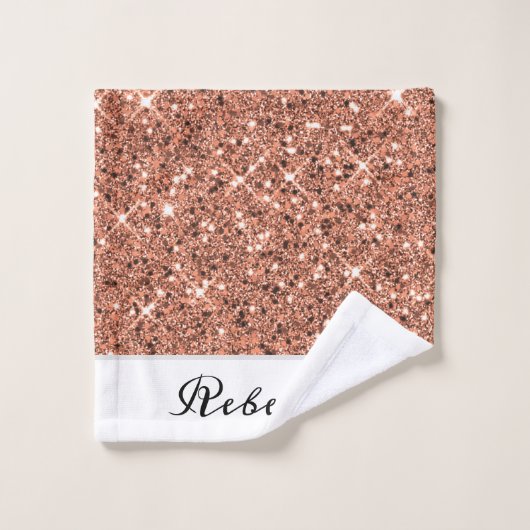 Monogramme de la Parties scintillant d'or Rose mod (Gant de toilette)