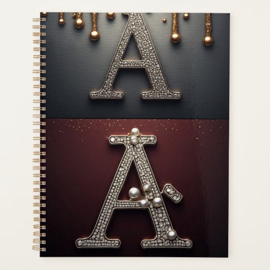 Monogramme de lettre A en or et argent (Devant)