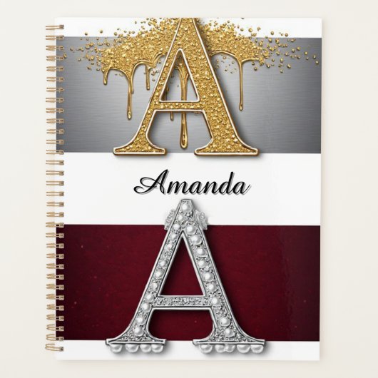 Monogramme de lettre A en or et argent (Devant)