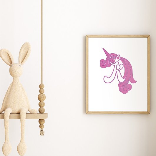 Monogramme de Licorne K Affiche