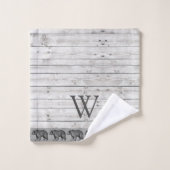 Monogramme de l'ours à pied en bois rustique (Gant de toilette)