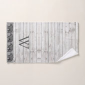Monogramme de l'ours à pied en bois rustique (Serviette à main)