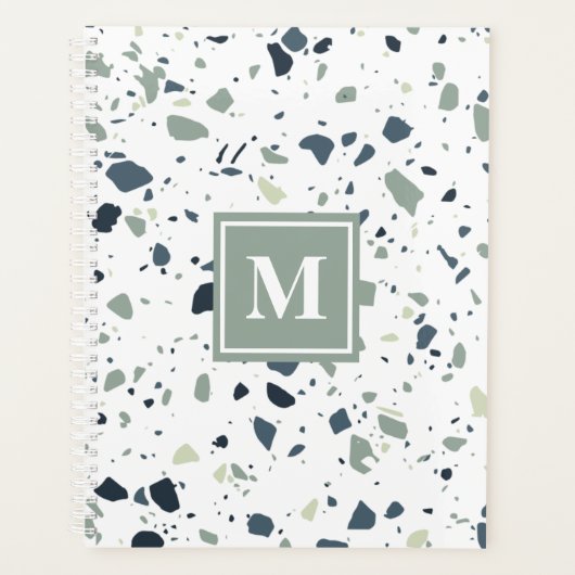 Monogramme de marbre bleu moderne Terrazzo (Devant)