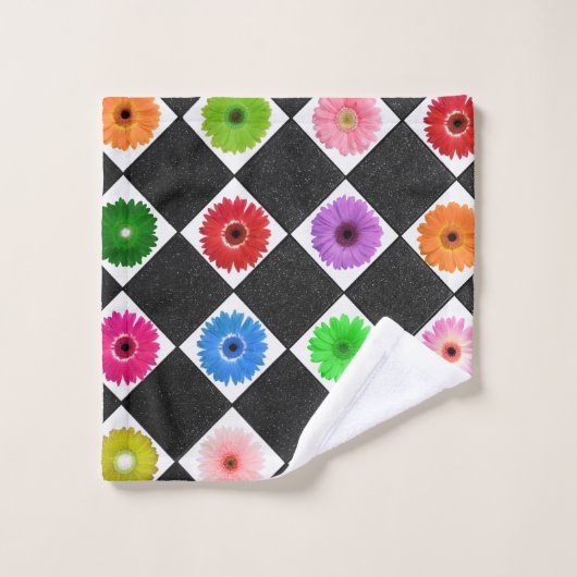 Monogramme de marguerite colorée (Gant de toilette)