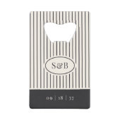Monogramme de mariage classique rayé noir et écru (Devant)