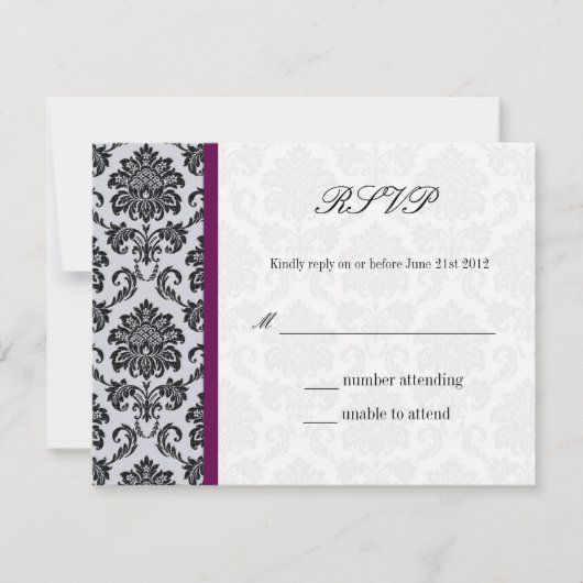 Monogramme de mariage de morceau Damas RSVP (Devant)