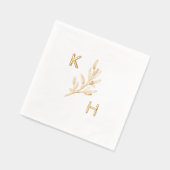 Monogramme de mariage minimal moderne avec feuille (Gauche)