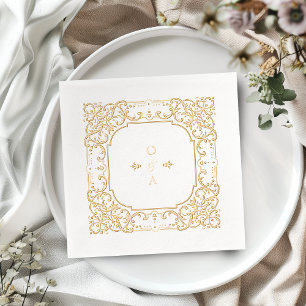 Monogramme de mariage vintage élégant orné doré