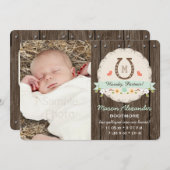 Monogramme de menthe Faire-part de naissance occid (Devant / Derrière)