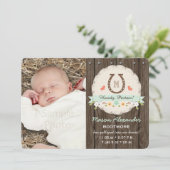 Monogramme de menthe Faire-part de naissance occid (Debout devant)