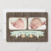 Monogramme de menthe Faire-part de naissance occid (Dos)