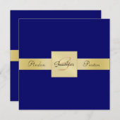 Monogramme de métal bleu au ruban Invitation offic (Devant / Derrière)