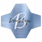 Monogramme de métal brossé bleu écriture noire et (Plat)