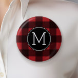 Monogramme de Motif de buffle rouge et noir rustiq<br><div class="desc">Un design robuste et masculin avec un espace pour monogrammes. Un motif classique et traditionnel qui existe depuis des années. Si vous devez ajuster l'illustration ou modifier la police,  vous pouvez cliquer sur la zone personnaliser. Cela vous mènera à l'outil de conception où vous pouvez effectuer de nombreux changements.</div>
