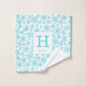 Monogramme de Motif de flocons de neige bleu moder (Gant de toilette)
