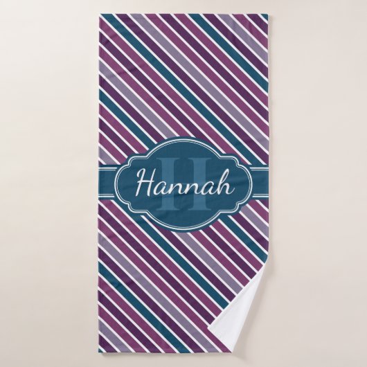 Monogramme de Motif Turquoise Gras Violet (Serviette de bain)