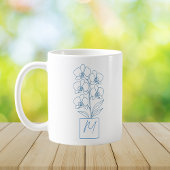 Monogramme de mug à café en illustration botanique