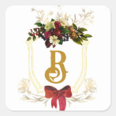 Monogramme de Noël Beaux autocollants floraux (Devant)