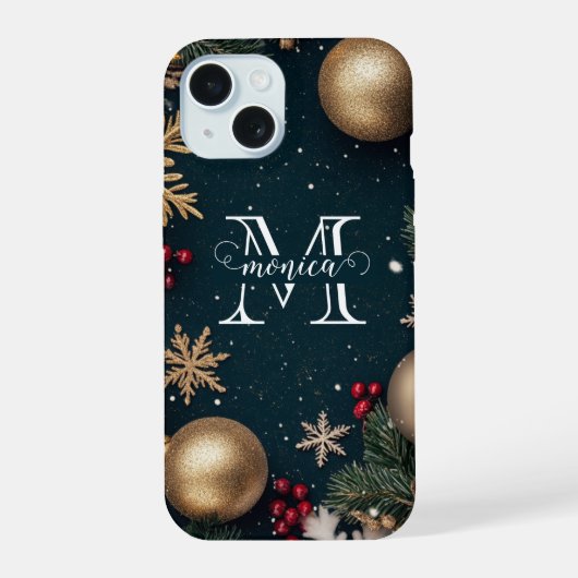 Monogramme de Noël élégant bleu foncé (Verso)
