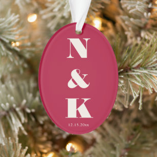 Monogramme de Noël Moderne Minimaliste Rouge de Ma