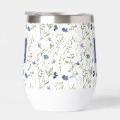 Monogramme de nom à fleur sauvage bleue aquarelle (Droite)