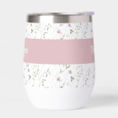 Monogramme de nom à fleur sauvage rose aquarelle (Gauche)