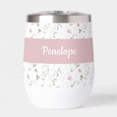 Monogramme de nom à fleur sauvage rose aquarelle (Avant)